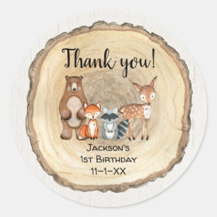 Adesivo Redondo Aniversário de animais da floresta russa