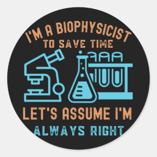 Adesivo Redondo Aniversário de Biofísico, Eu Amo Biofísica5