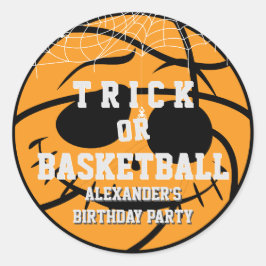 Adesivo Redondo Aniversário de Bola de Halloween ou Basket