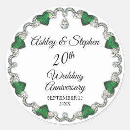 Adesivo Redondo Aniversário de Casamento de 20 de Ouros Elegantes