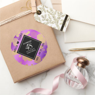 Adesivo Redondo Aniversário de Casamento de Ametist 48º Elegante