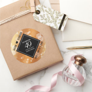 Adesivo Redondo Aniversário de Casamento de Cobre Elegante 49º