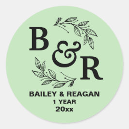 Adesivo Redondo Aniversário de Casamento de ruas Deixa Motif Monog