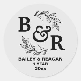 Adesivo Redondo Aniversário de Casamento de ruas Deixa Motif Monog