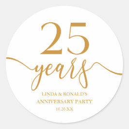 Adesivo Redondo Aniversário de Casamento do 25 de Champagne Elegan