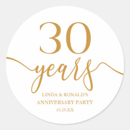 Adesivo Redondo Aniversário de Casamento do 30 de Champagne Elegan