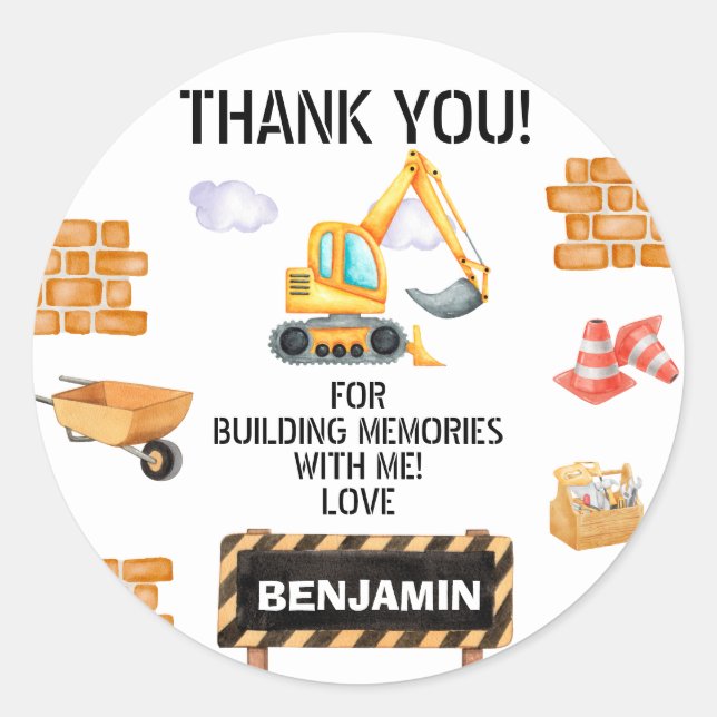 Adesivo Redondo Aniversário de Construção de Cáudia (Frente)