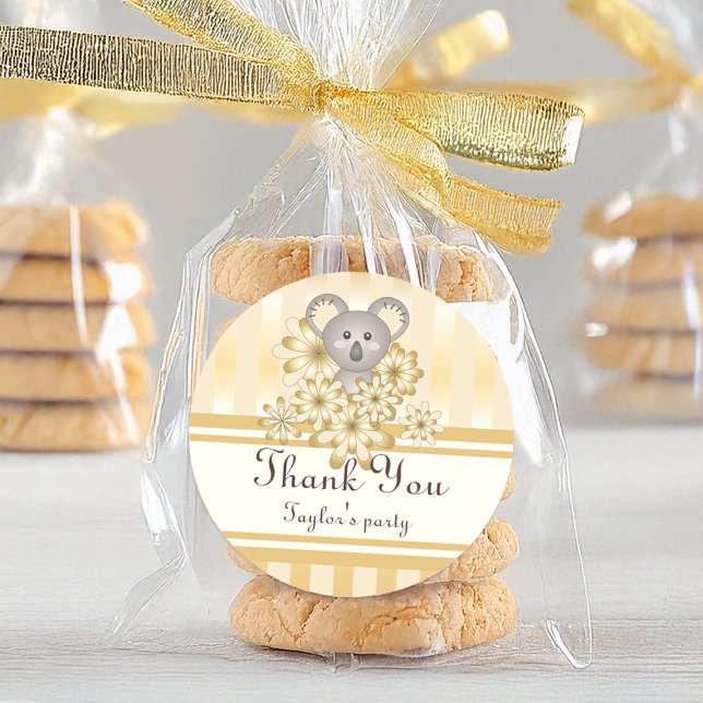 Adesivo Redondo Aniversário de criança/Chá de fraldas Dourado Stri (Criador carregado)