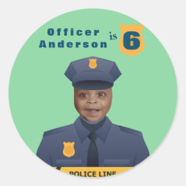 Adesivo Redondo Aniversário de criança da Polícia