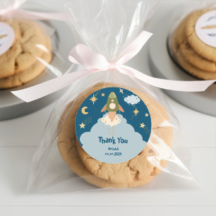 Adesivo Redondo Aniversário de criança de aventura do espaço