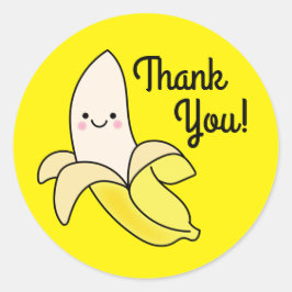 Adesivo Redondo Aniversário de criança de Banana Cute Kawaii