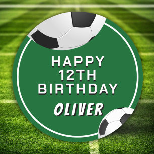 Adesivo Redondo Aniversário de criança De Futebol Da Bola De Futeb