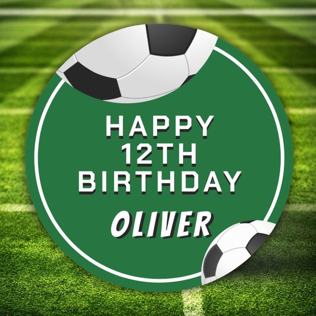 Adesivo Redondo Aniversário de criança De Futebol Da Bola De Futeb (Criador carregado)
