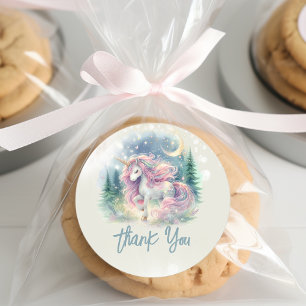 Adesivo Redondo Aniversário de criança de unicórnio espumante mági
