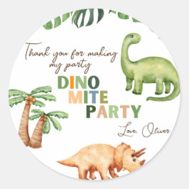 Adesivo Redondo Aniversário de criança do partido Dino-mite