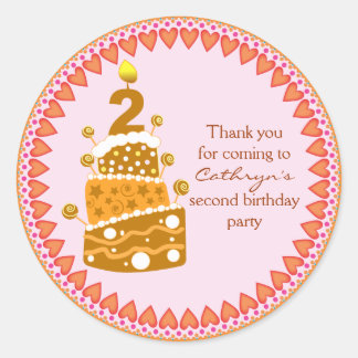 Adesivo Redondo aniversário de criança Obrigado Stickers: Bolo de
