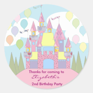 Adesivo Redondo Aniversário de criança Obrigado Stickers: Castelo
