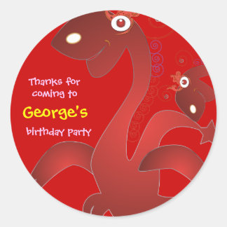 Adesivo Redondo Aniversário de criança Obrigado Stickers: Dragões