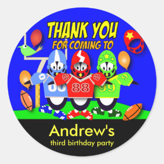 Adesivo Redondo Aniversário de criança Obrigado Stickers: Futebol 
