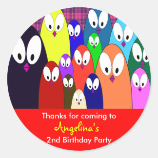 Adesivo Redondo Aniversário de criança Obrigado Stickers: Pinguins