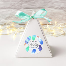 Adesivo Redondo Aniversário de criança Personalizado do Picolé Azu