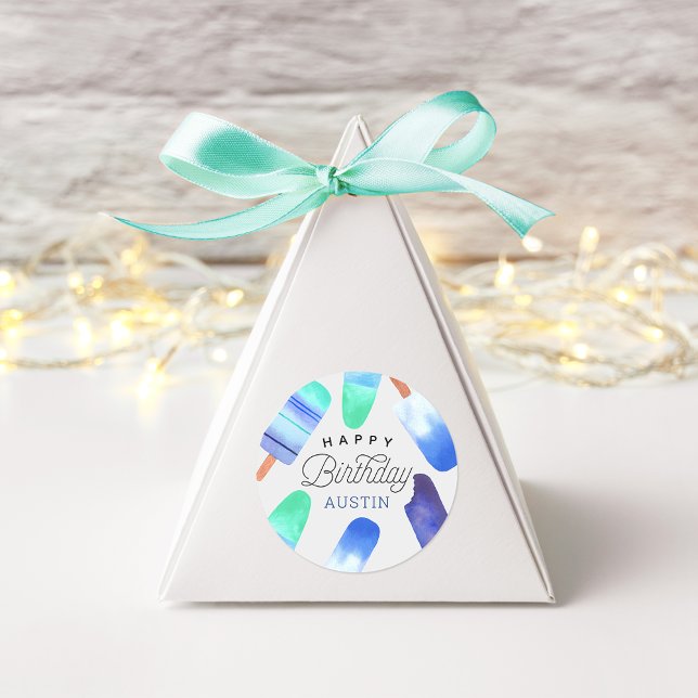 Adesivo Redondo Aniversário de criança Personalizado do Picolé Azu (Criador carregado)