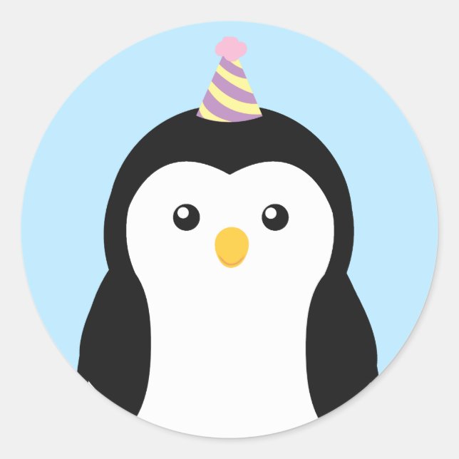 Adesivo Redondo Aniversário de criança Pinguim Cujo (Frente)