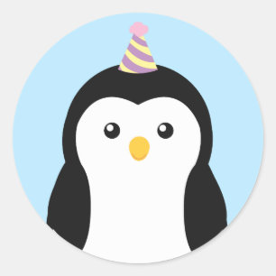 Adesivo Redondo Aniversário de criança Pinguim Cujo