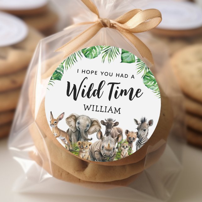 Adesivo Redondo Aniversário de criança Safari Obrigado (Criador carregado)