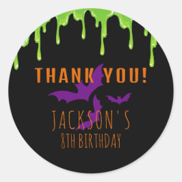 Adesivo Redondo Aniversário de criança Spooky Halloween Obrigado