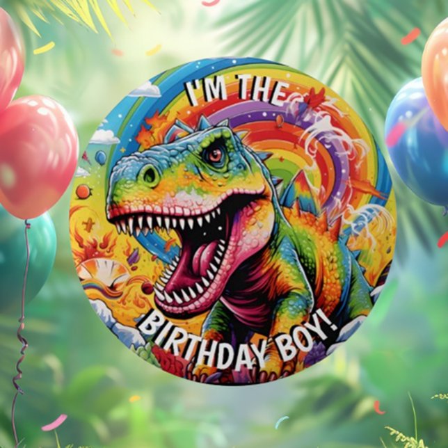 Adesivo Redondo aniversário de dinossauros, bonito (Cute Dinosaur Birthday Stickers: Colorful & Classic Fun!)