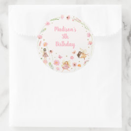 Adesivo Redondo Aniversário de Floral do Jardim das Fadas Magnétic