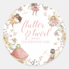 Adesivo Redondo Aniversário de flores silvestres de fada