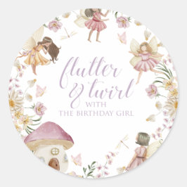 Adesivo Redondo Aniversário de flores silvestres de fada