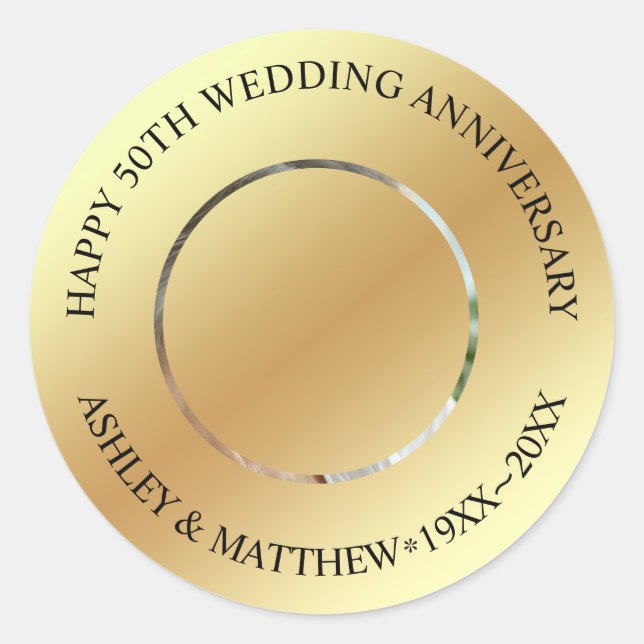 Adesivo Redondo Aniversário de Foto Personalizada (Frente)