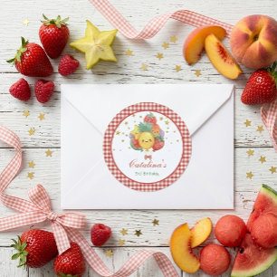 Adesivo Redondo Aniversário de Fruta Doce   Festa Infantil Tropica