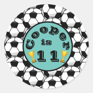 Adesivo Redondo Aniversário de futebol azul