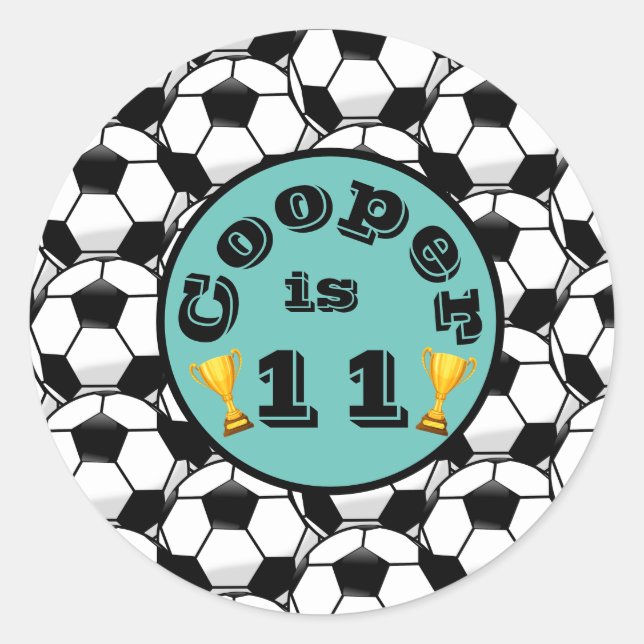 Adesivo Redondo Aniversário de futebol azul (Frente)