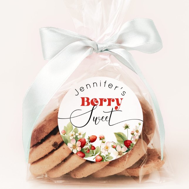 Adesivo Redondo Aniversário de morango doce (Criador carregado)