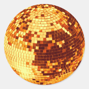 Adesivo Redondo Aniversário de ouro com brilho de bola de disco re
