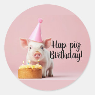 Adesivo Redondo Aniversário de porco!