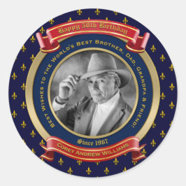 Adesivo Redondo Aniversário de Referência Foto Dourada 50º Cinquen