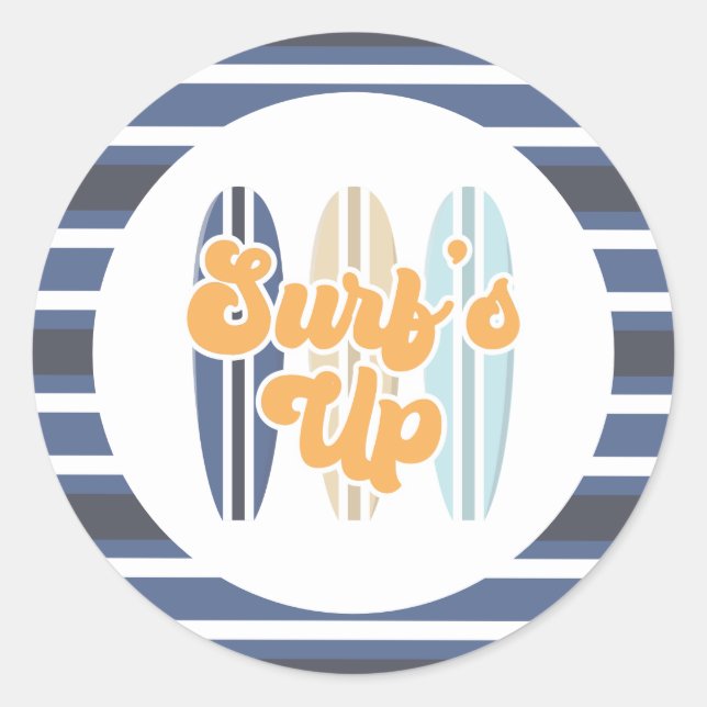 Adesivo Redondo Aniversário de surfboard surf (Frente)