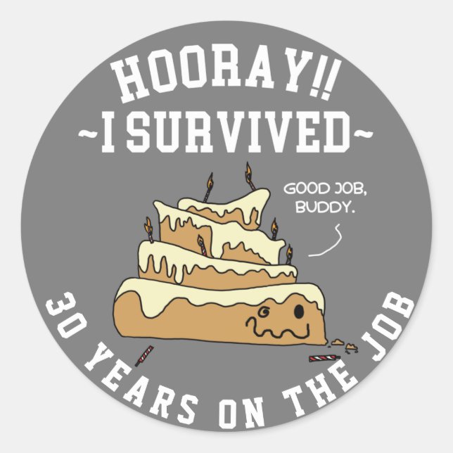 Adesivo Redondo Aniversário de Trabalho de Apreciação do Funcionár (Frente)