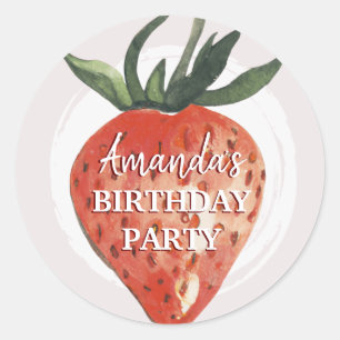 Adesivo Redondo Aniversário de Um Ano Morango Berry