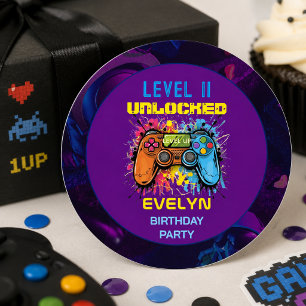 Adesivo Redondo Aniversário de Video Game Game On Level Up