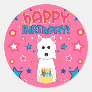 Adesivo Redondo Aniversário de Westie