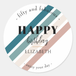 Adesivo Redondo Aniversário design minimalista em cores pastosas