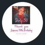 Adesivo Redondo Aniversário Dirty 30 adicionar nome rosa adicionar<br><div class="desc">Design para casal amor</div>