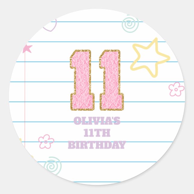 Adesivo Redondo Aniversário do 11 do notebook com patch pastel de  (Frente)